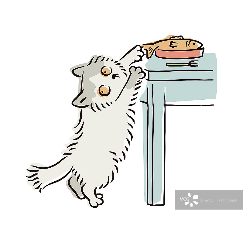 横幅上写着顽皮顽皮的猫在偷食物图片素材