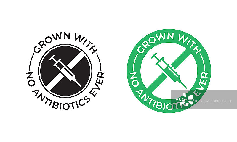 没有抗生素的食品标签盖章号图片素材