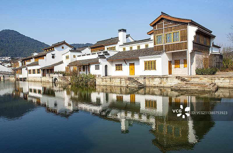 杭州湘湖水街 仿古建筑 古色古香 江南图片素材