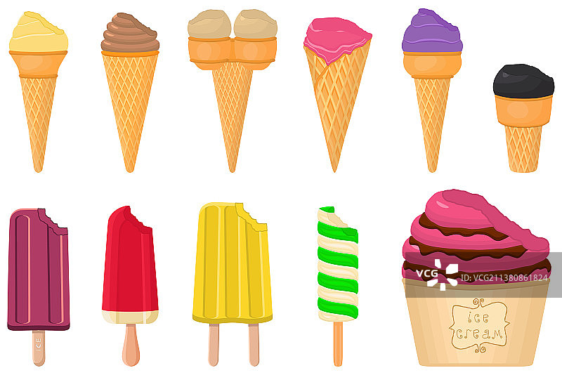 大kit冰淇淋冰棒不同类型图片素材