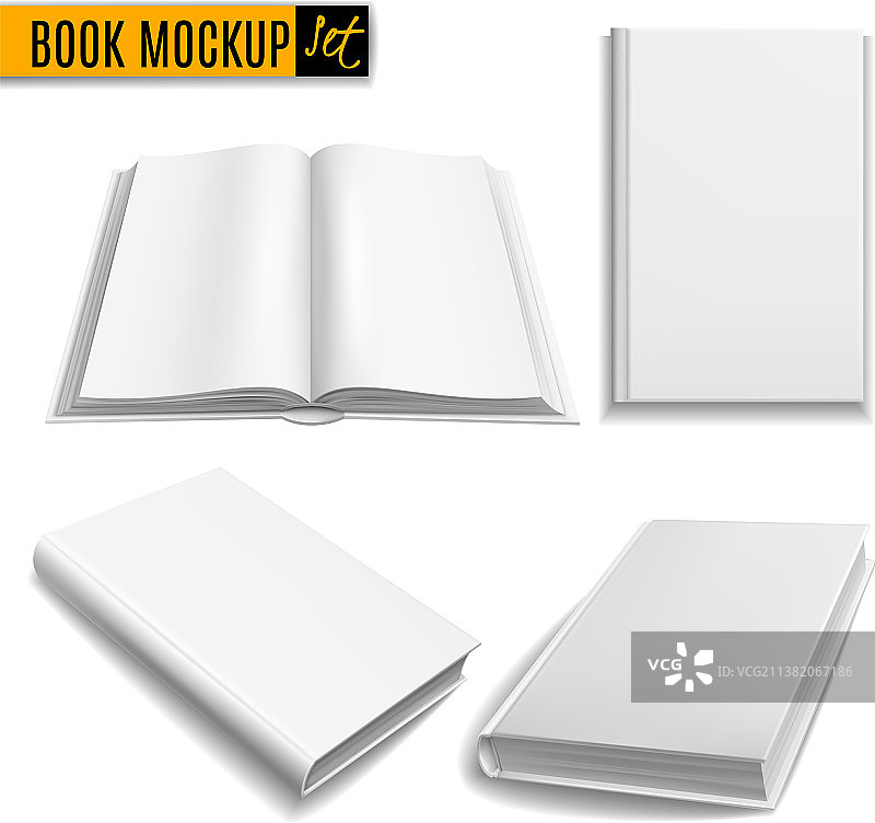 现实的书白色书模型封面空白图片素材