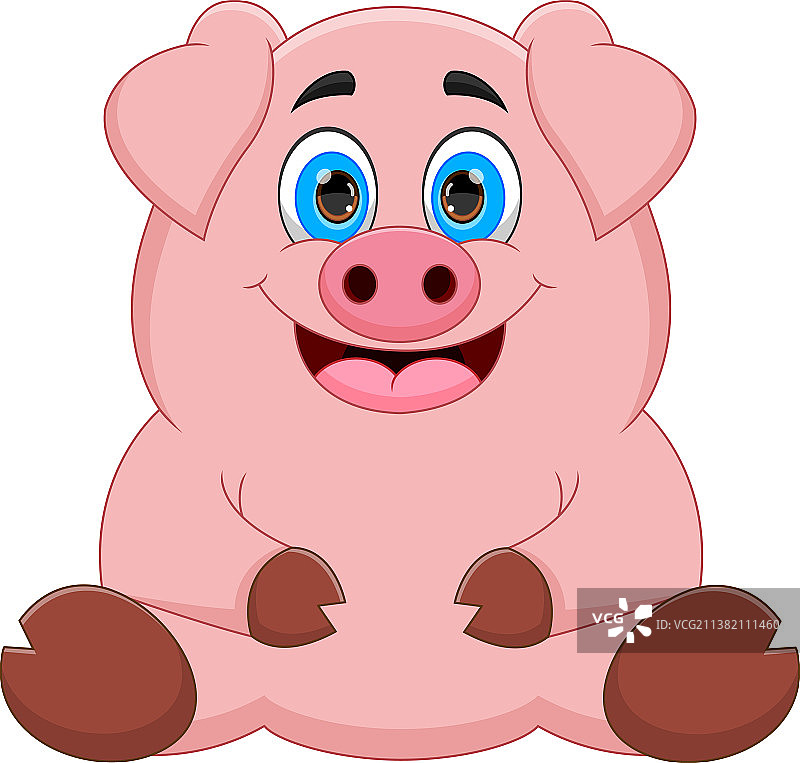卡通可爱胖猪摆姿势坐着图片素材