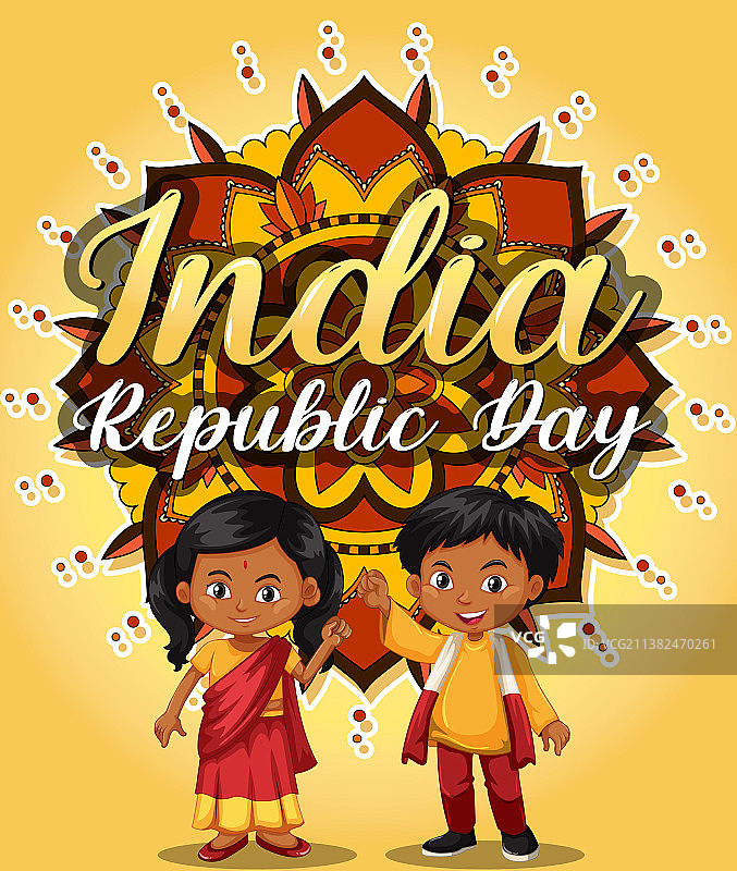 印度共和国日横幅上有孩子的角色图片素材
