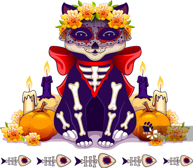 在墨西哥，骷髅猫象征着节日的死亡图片素材