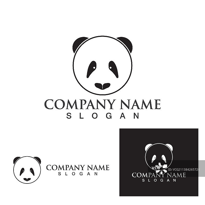 熊猫头部黑白相间的标志图片素材