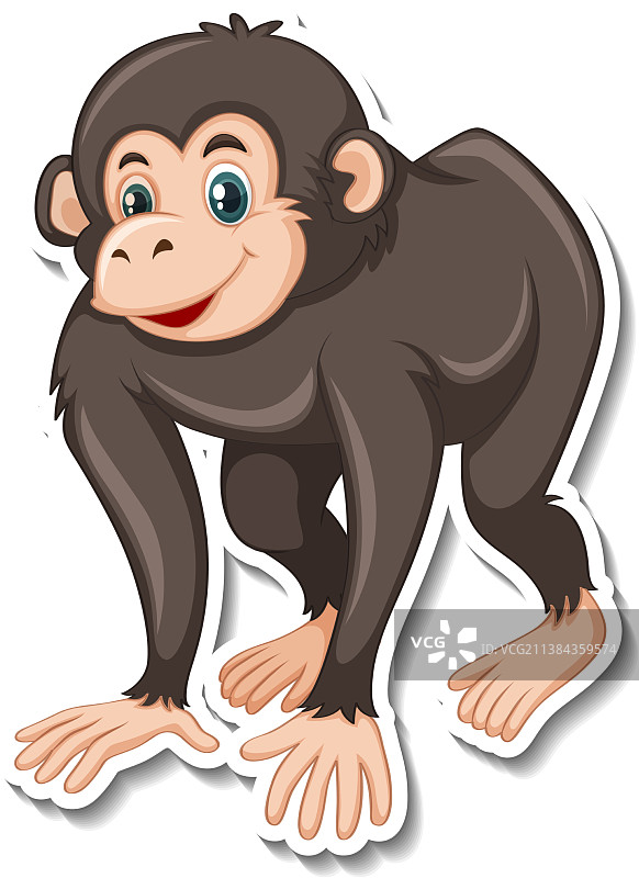 有趣的猴子动物卡通贴纸图片素材