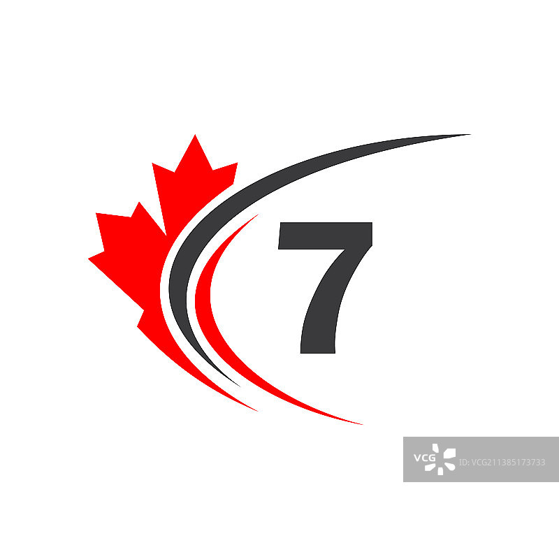 枫叶上字母7 logo设计模板图片素材