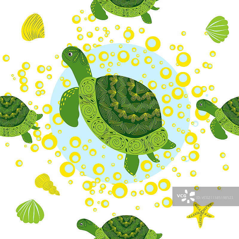 龟绿色无缝花纹美观大方图片素材