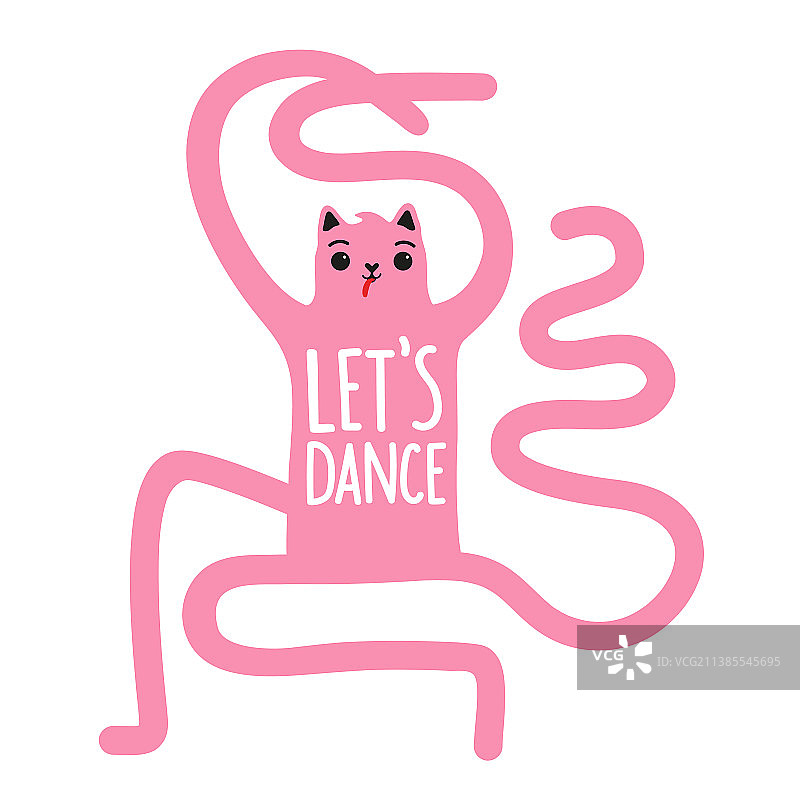 跳舞的粉红猫和字母短语let图片素材