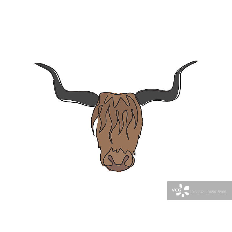 单线绘雄壮牦牛头为图片素材