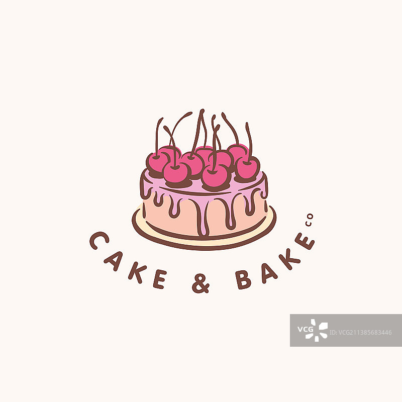 蛋糕烘焙概念logo配樱桃图片素材