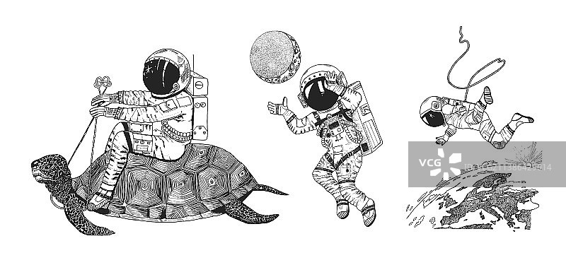 宇航员宇航员飞向地球乌龟图片素材