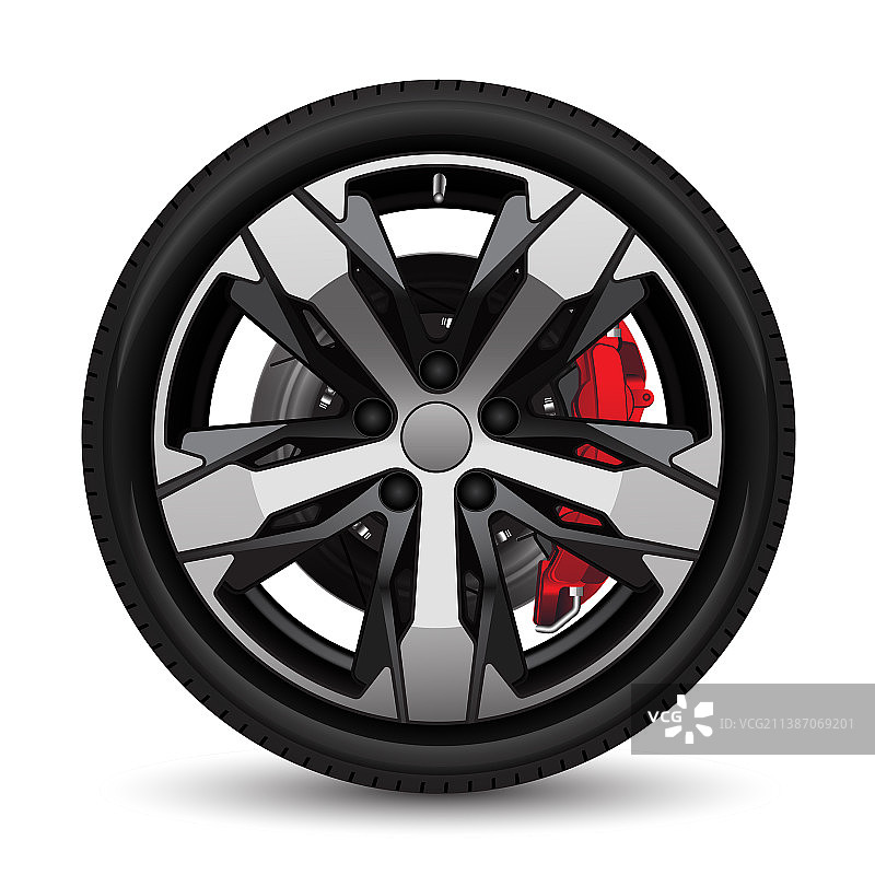逼真的铝轮赛车轮胎风格图片素材