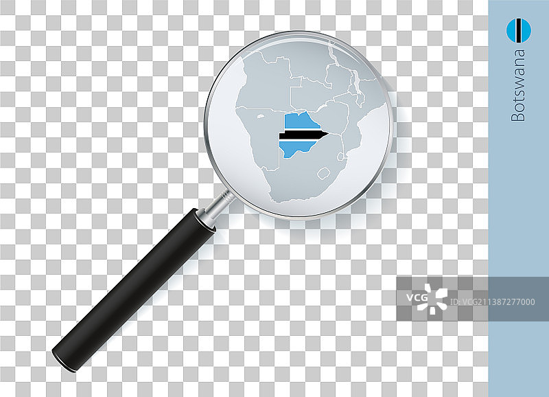 博茨瓦纳地图和旗帜在放大镜上图片素材