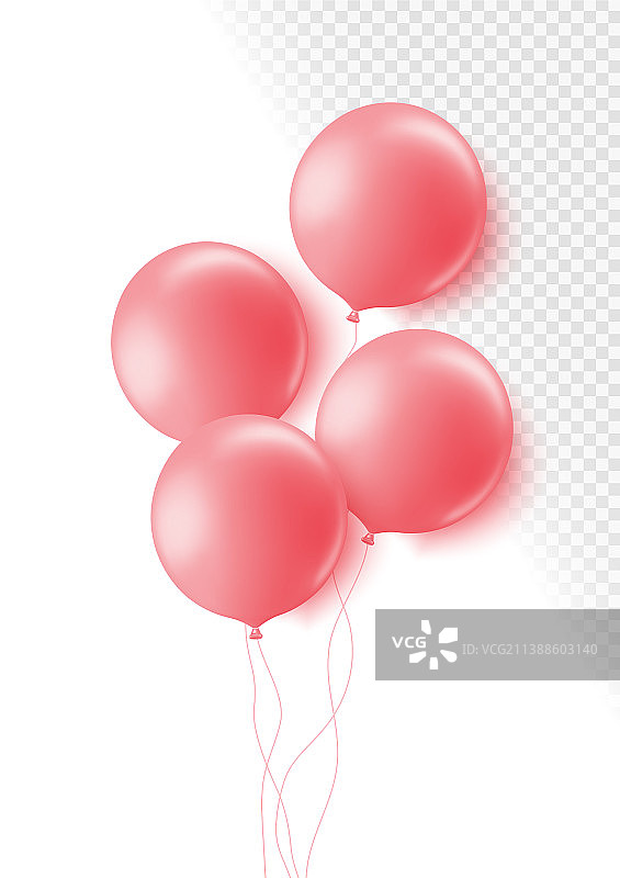 现实玫瑰3d气球孤立在透明图片素材