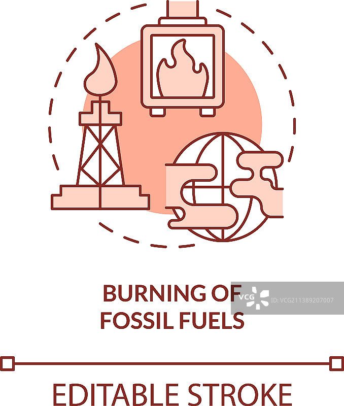 燃烧化石燃料的红色概念图标图片素材
