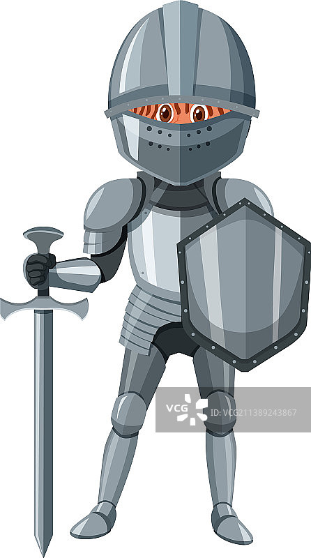 孤立的中世纪骑士穿着盔甲服装图片素材