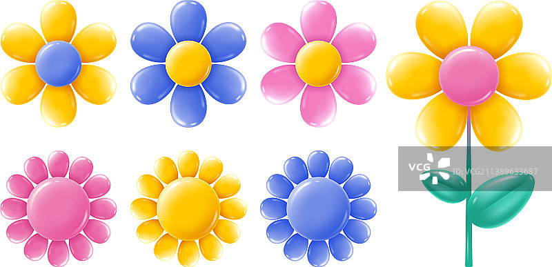 抽象彩色花卉图标集图片素材