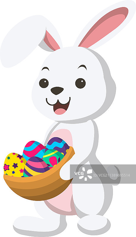 可爱的小白兔和篮子的复活节彩蛋图片素材