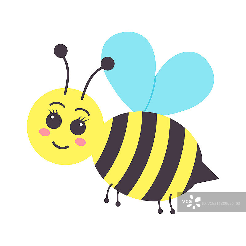 可爱的微笑的蜜蜂卡通人物图片素材