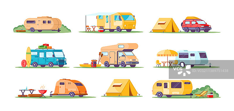 收集不同的露营大篷车图片素材