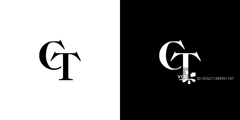 现代和独特的字母gt首字母标志设计图片素材