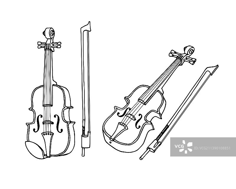 小提琴用黑墨水画线图片素材