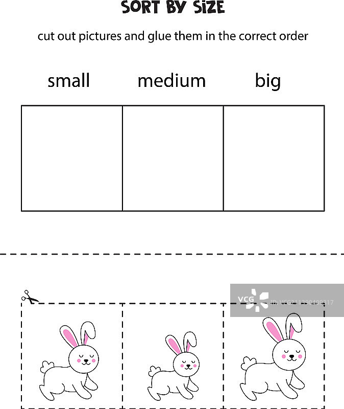 按教育工作表的大小排序复活节兔子图片素材