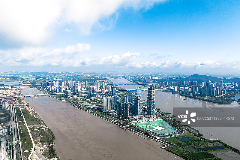 航拍广州南沙自贸区城市风光图片素材