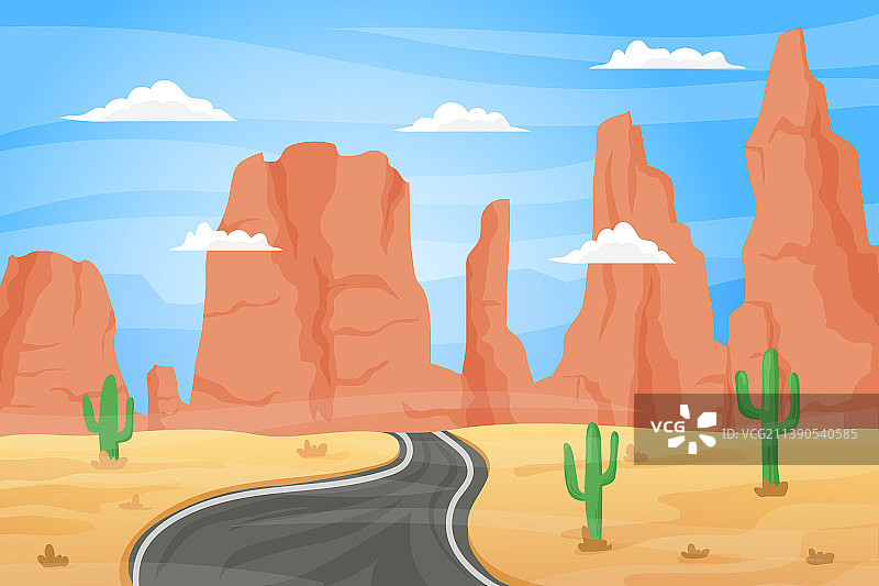 卡通沙漠景观自然背景配图片素材