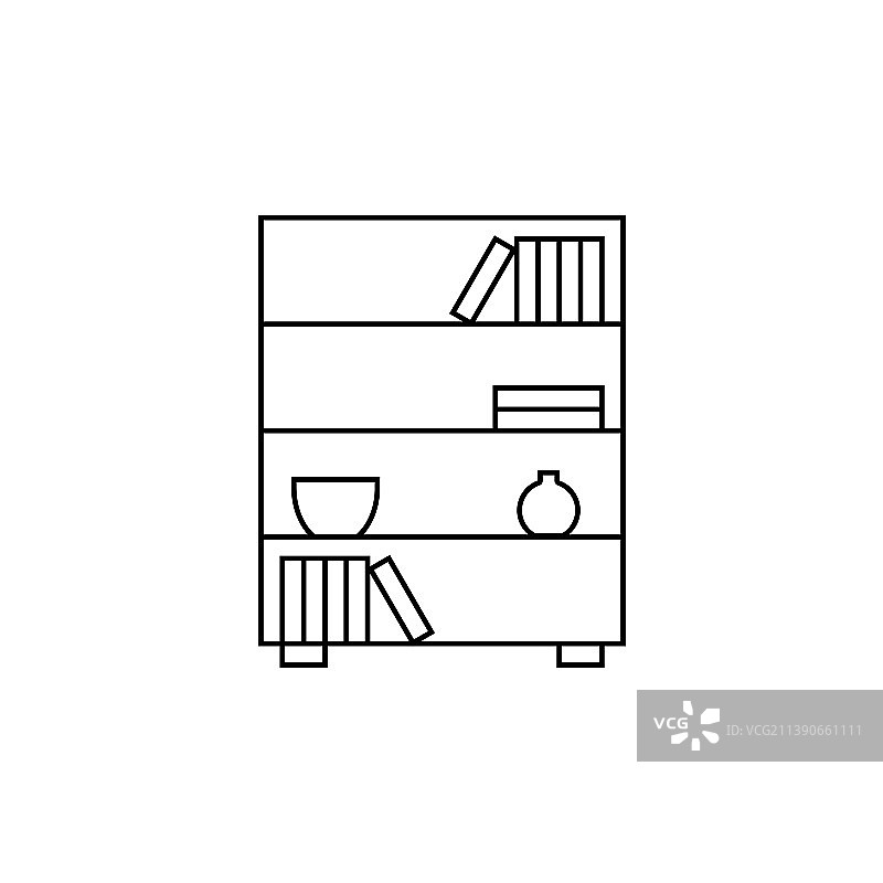 书柜线图标时髦的平面轮廓UI标志图片素材