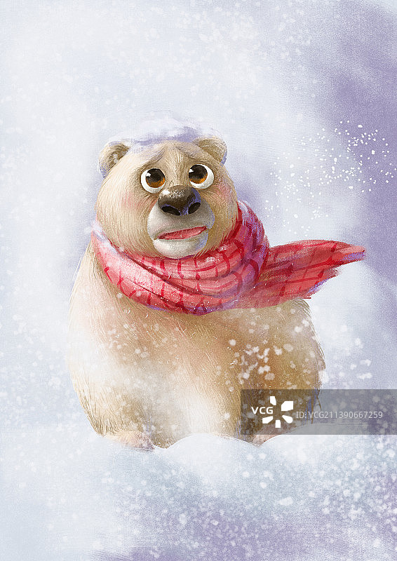 在风雪里的可爱小熊图片素材