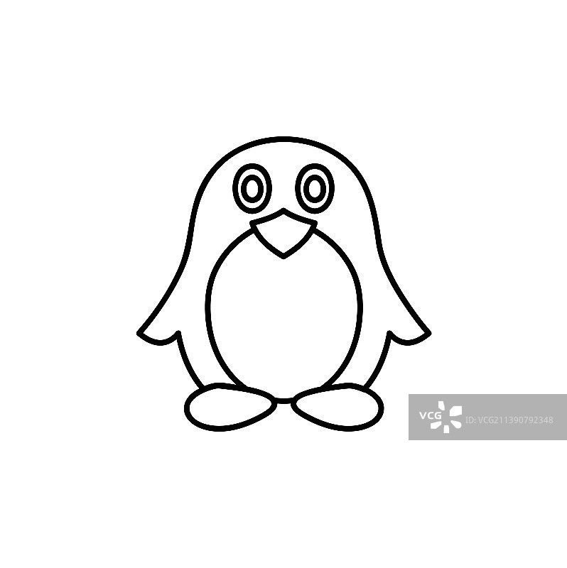 企鹅素描图标孤立的背景手图片素材