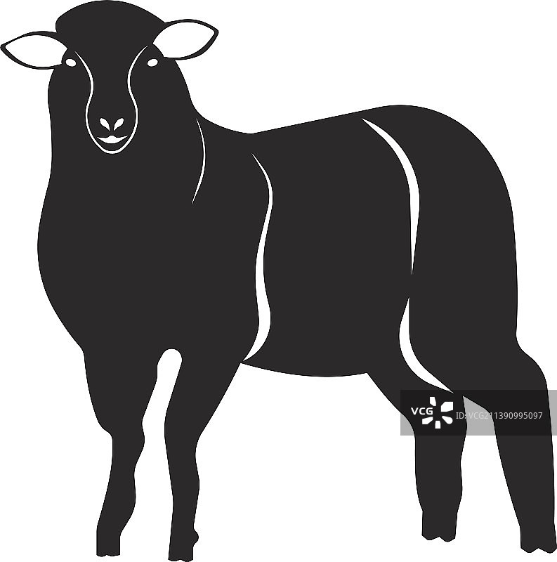 绵羊宠物平黑色剪影形象图片素材