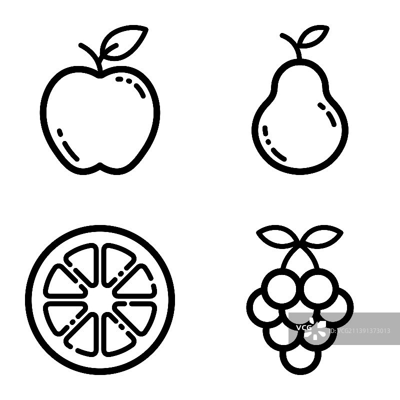 水果平面图标设置孤立在白色背景图片素材