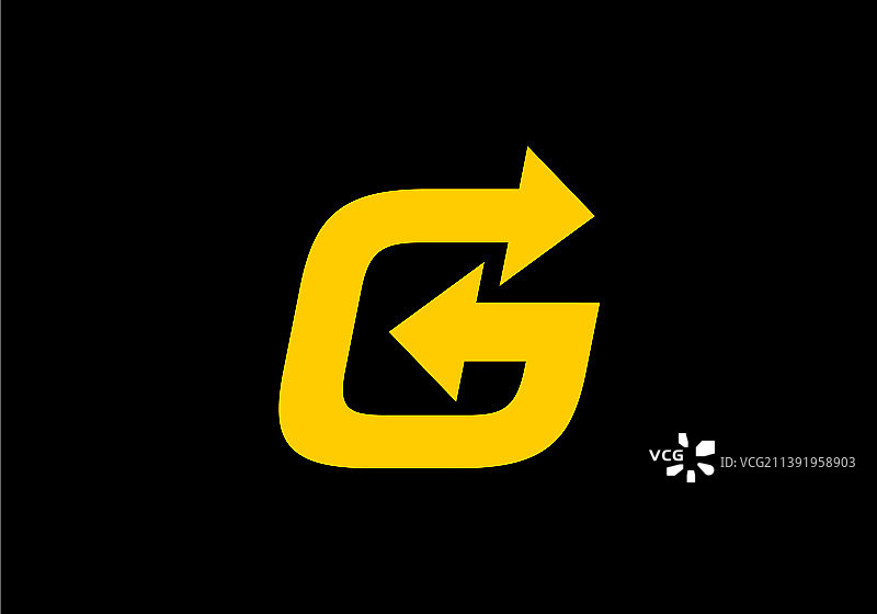 黄色的g首字母带箭头图片素材