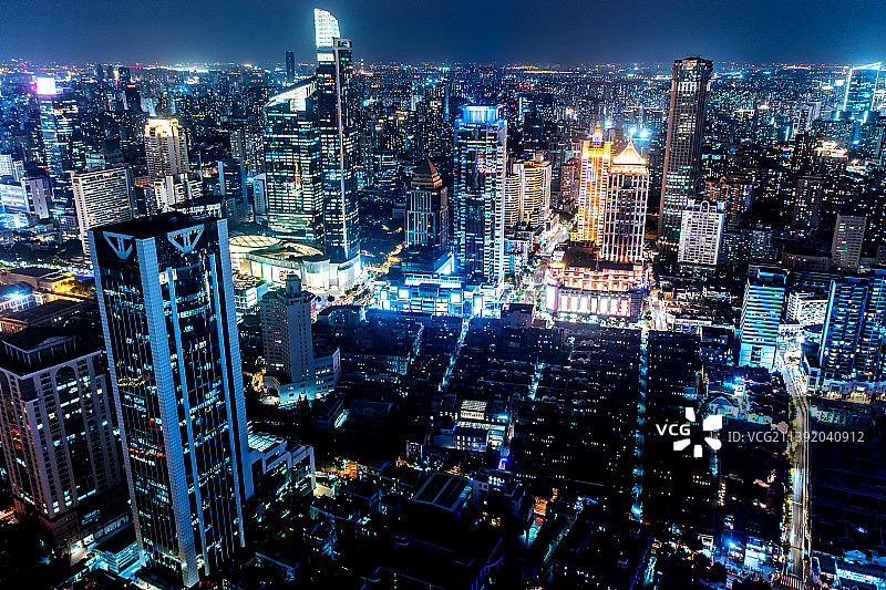 上海城市建筑风光夜景航拍图片素材