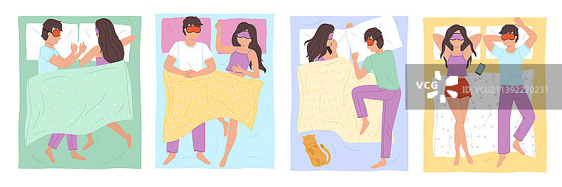 夫妻睡眠姿势是男人和女人休息图片素材