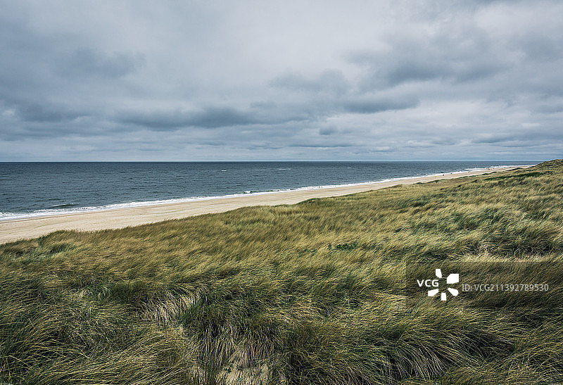 位于德国锡尔特岛(Sylt)西部海滩的沙丘景观，北海景观，锡尔特，德国图片素材
