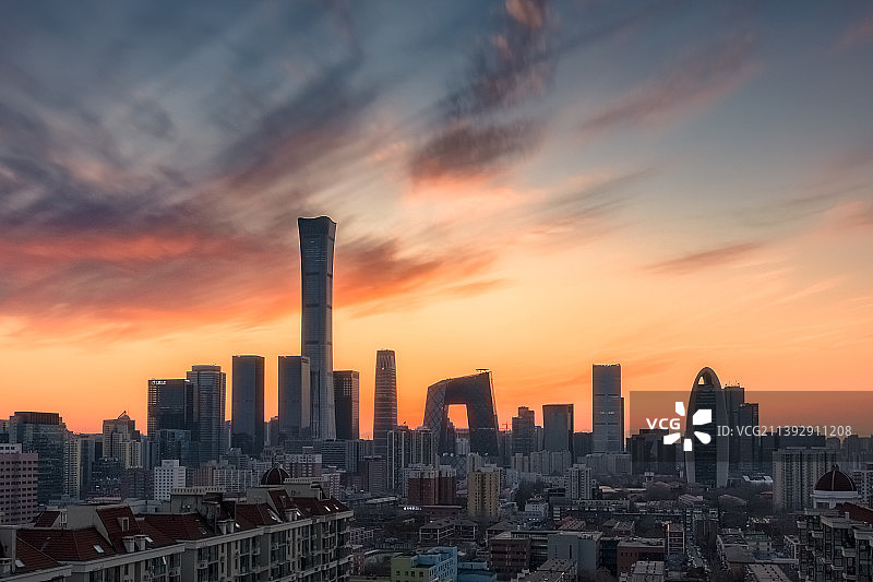 北京城市风光夕阳落日图片素材