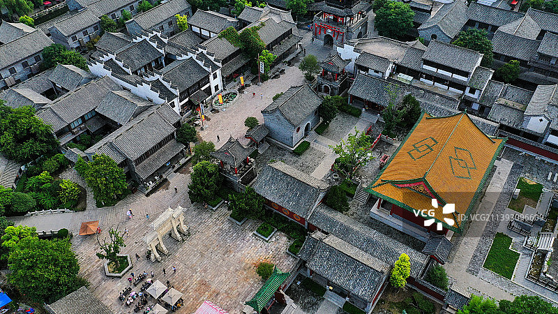 天下第一庄，山东省枣庄市5A级景区台儿庄古城，位于京杭大运河的中心点图片素材