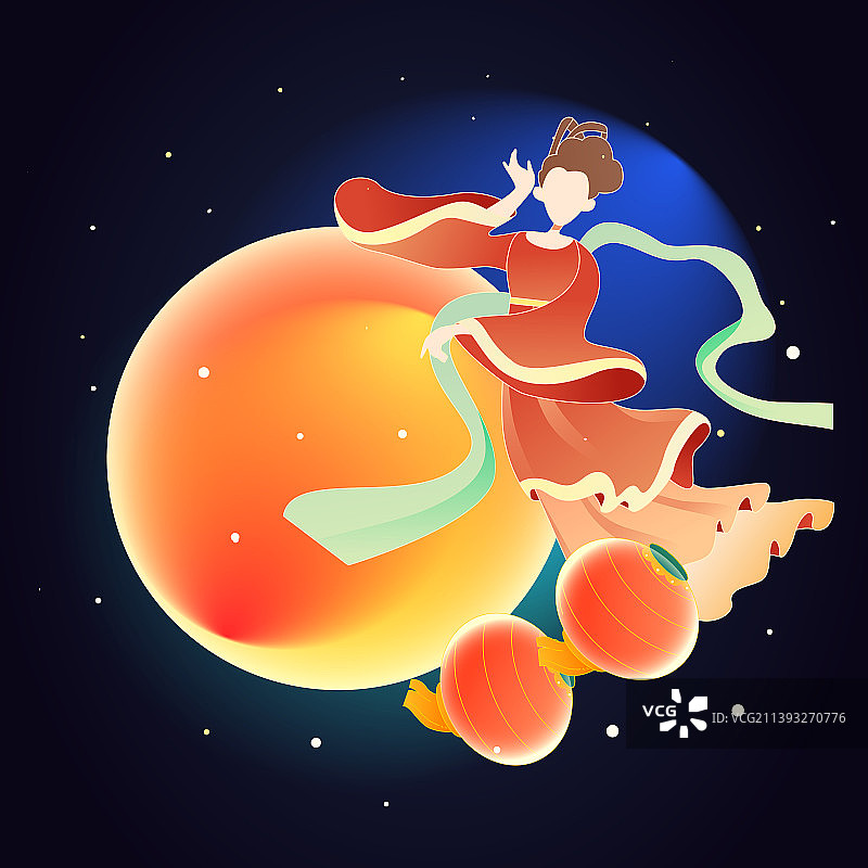 中秋节玉兔赏月吃月饼兔子望月传统节日插画图片素材