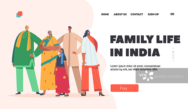 印度家庭生活登陆页面模板图片素材