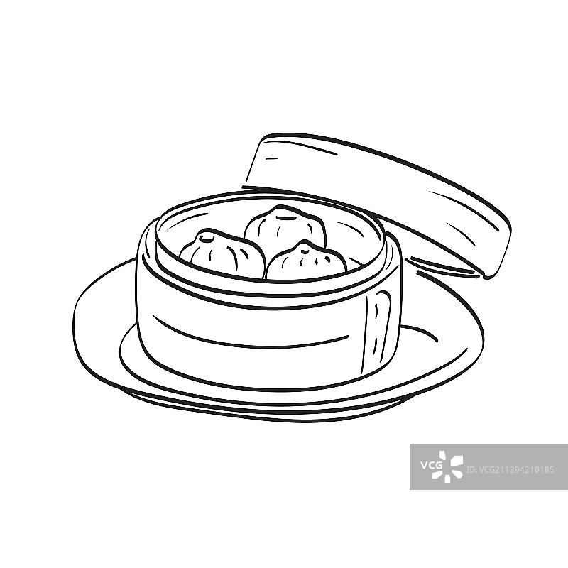装在蒸笼里的中国饺子图片素材