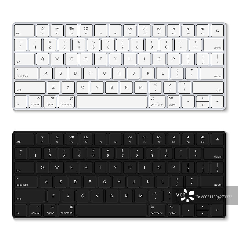 白色和黑色键盘隔离在白色上图片素材
