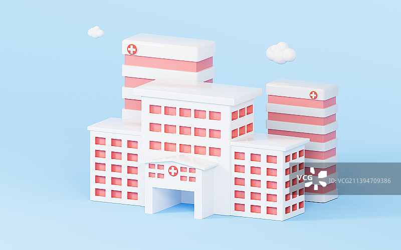 卡通医院模型3D渲染图片素材