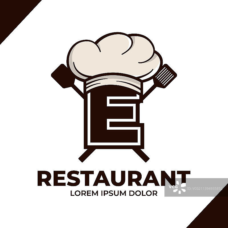 字母厨师帽标志设计餐厅咖啡厅。图片素材