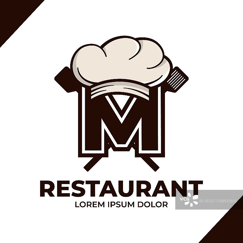 字母m厨师帽子标志设计餐厅咖啡厅图片素材