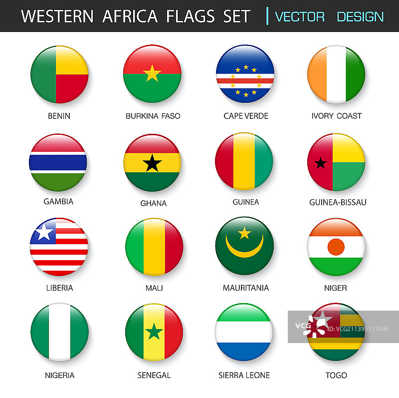 西非国旗设置和成员在底部图片素材