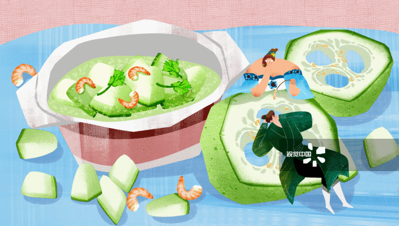 二十四节气处暑美食”高汤冬瓜“-GIF动图图片素材